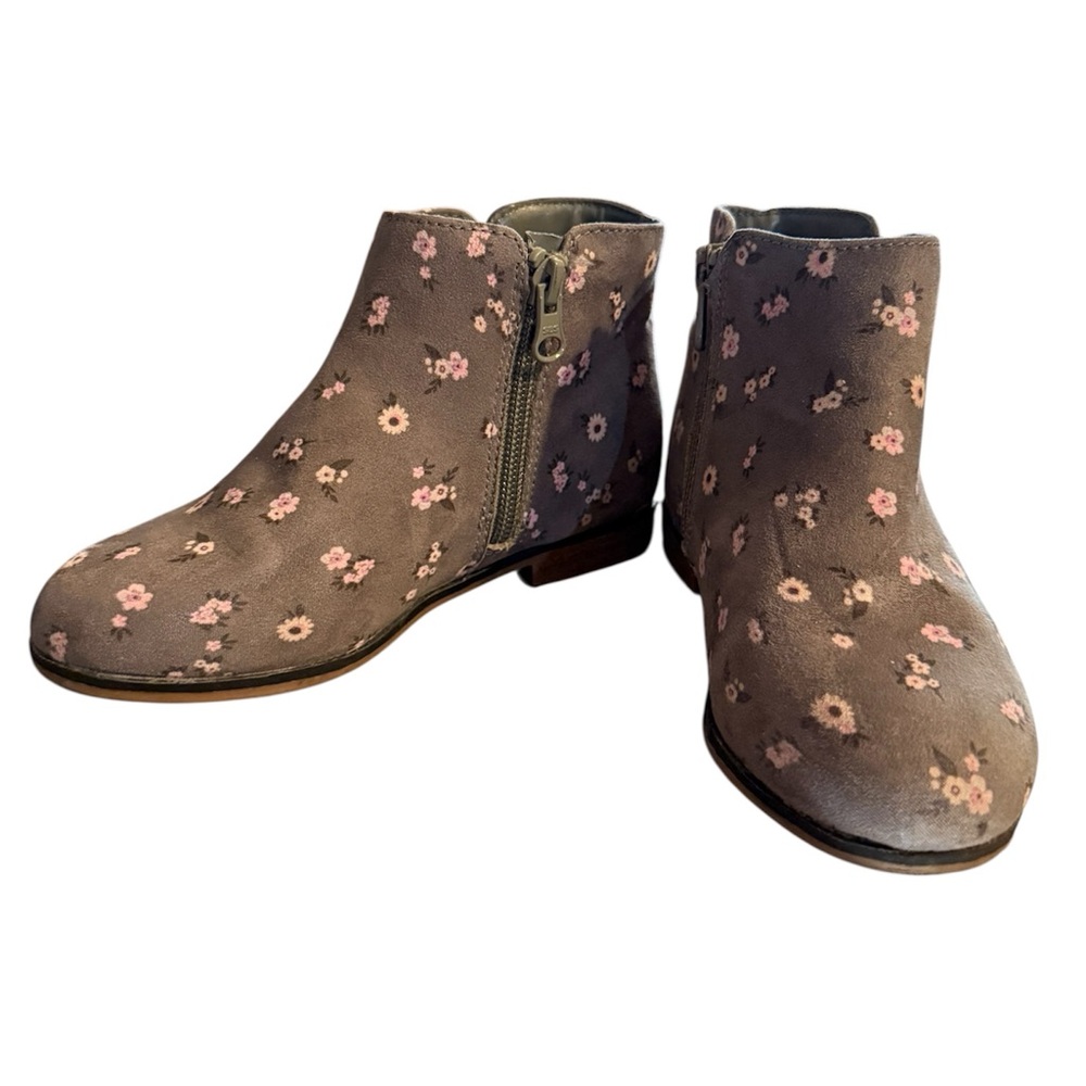 Girls Cat & Jack Floral Ankle Boots - Gray and Pink